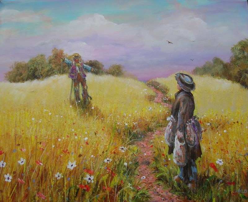 the men in the yellow field